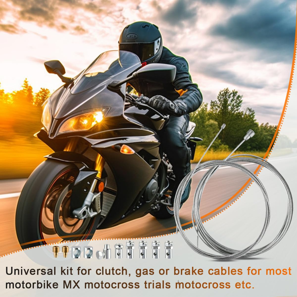 4M Cables de Freno para Moto con 9 Junta Roscada,Ø1.5mm Ø1.1mm Cable de Freno o Embrague Universal,Cables de Embrague para Moto y Cross,Kit de Reparación de Cable,Cable de Freno para Moto