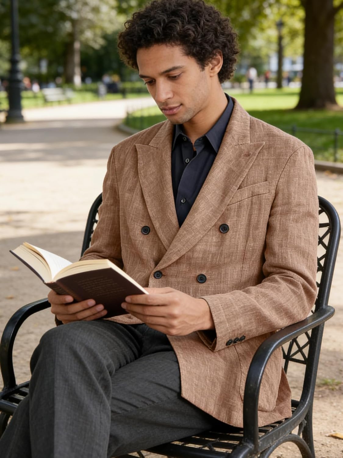 Men's Suit Jacket Double Breasted Casual Blazer Jackets Comfortable Breathable Lightweight Spring Summer