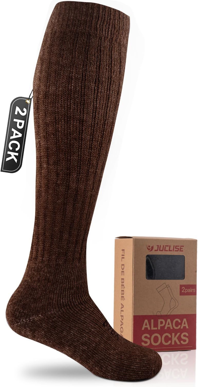 Alpaca Wool Knee High Terry Lined Boot Socks Heavyweight,Winter Thick Warm Fleece T...