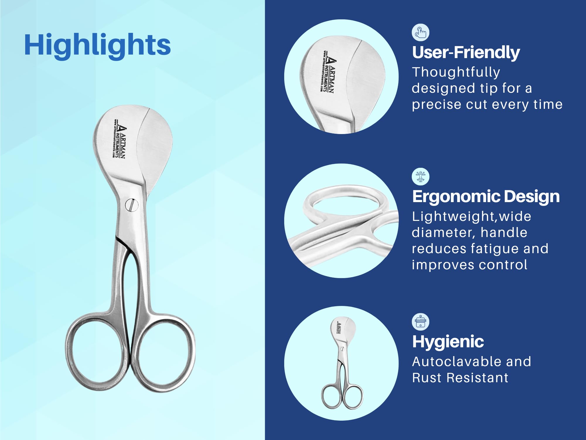 Artman Pet Umbilical Scissors - Stainless Steel -3