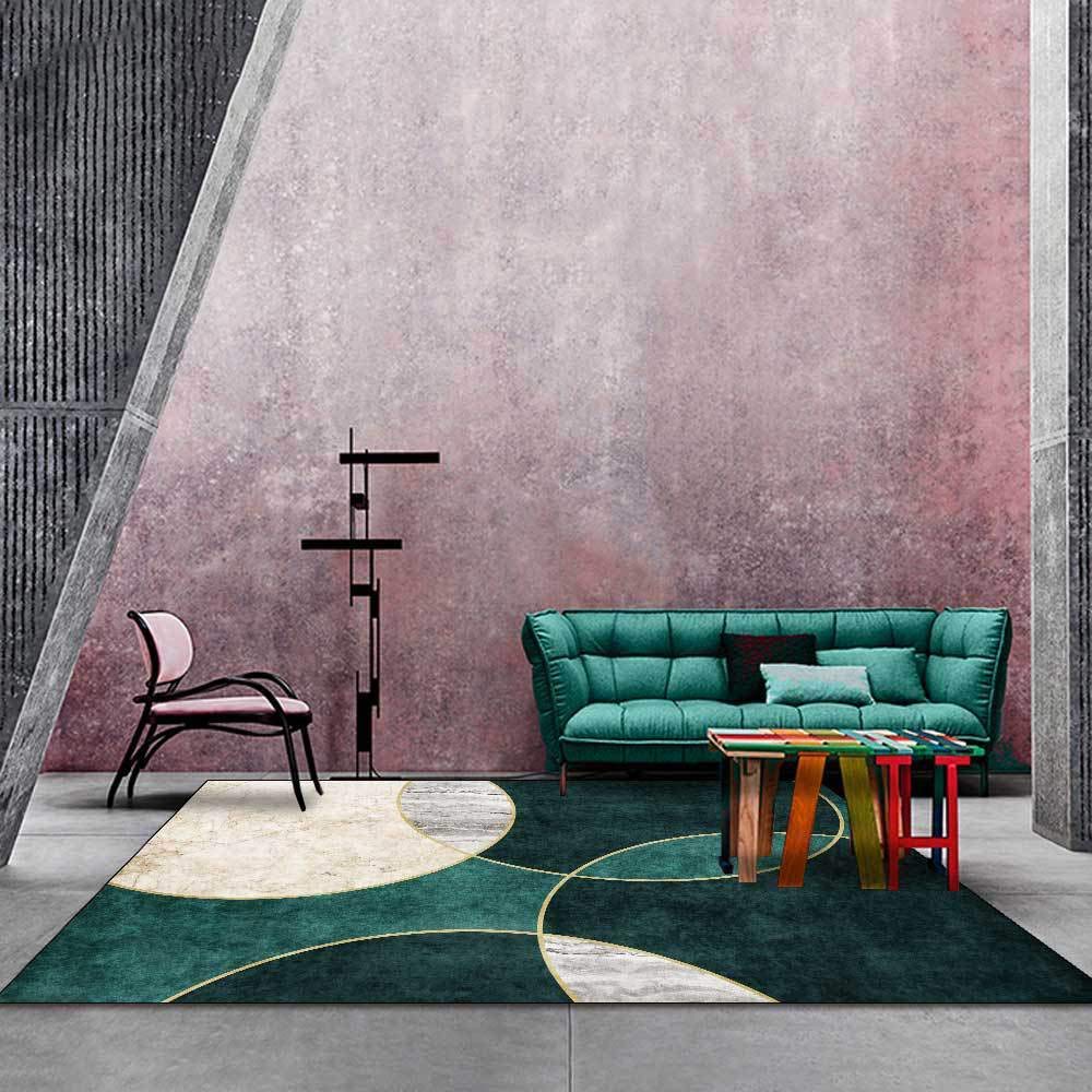 Dywanik bardzo duży prostokątny dywan marmurkowy okrągły geometryczny zielony do salonu sypialni kuchni dywan 160 x 200 cm