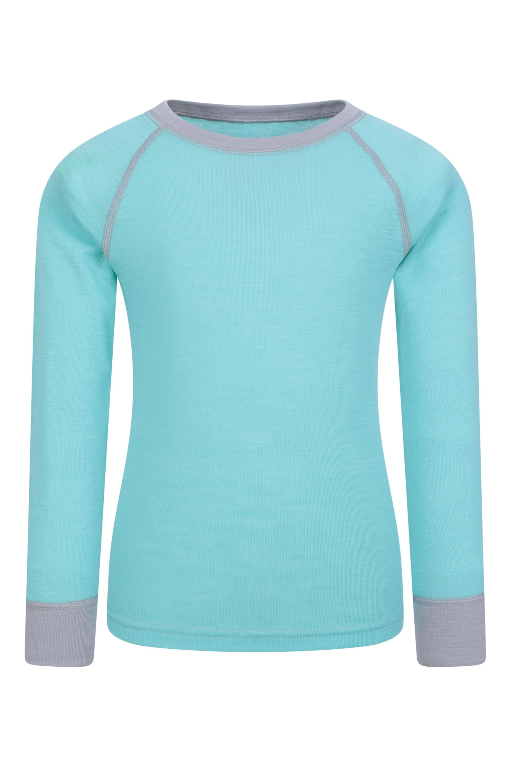 Mountain Warehouse Merino Kids Round Neck Thermal Baselayer Top – Long Sleeve, Lightweight, Antibacterial, Breathable & Quick Dry T-Shirt - Travelling & Outdoors Mint - Unicorn Kids Size 2-3 Years