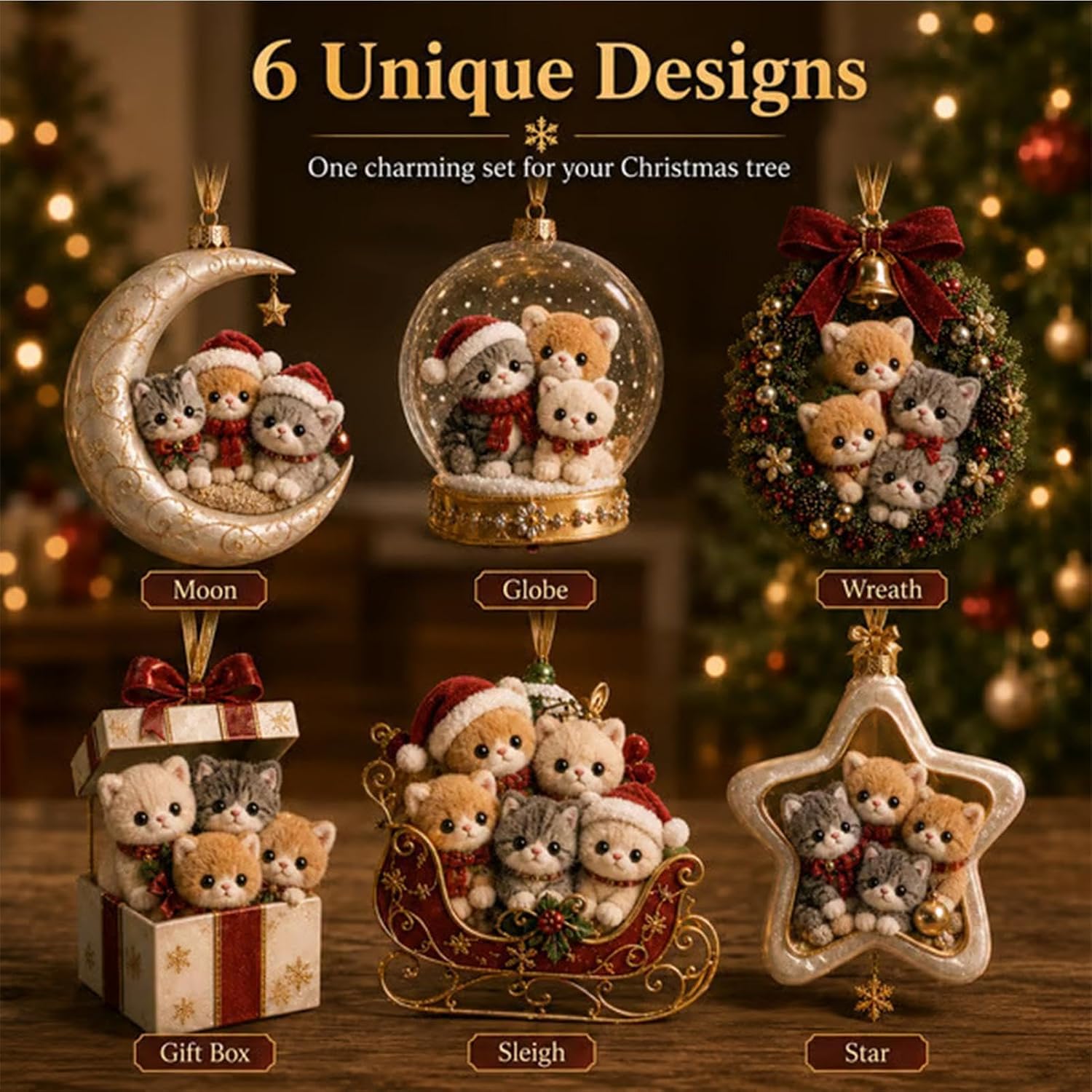 Christmas Tree Cat Ornaments Cute 2D Acrylic Shatterproof Home Decoration image 4