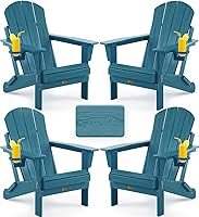 Vista 9 de Silla Adirondack plegable con textura de madera, sillas de patio resistente a la intemperie, silla de exterior, silla de césped con soporte