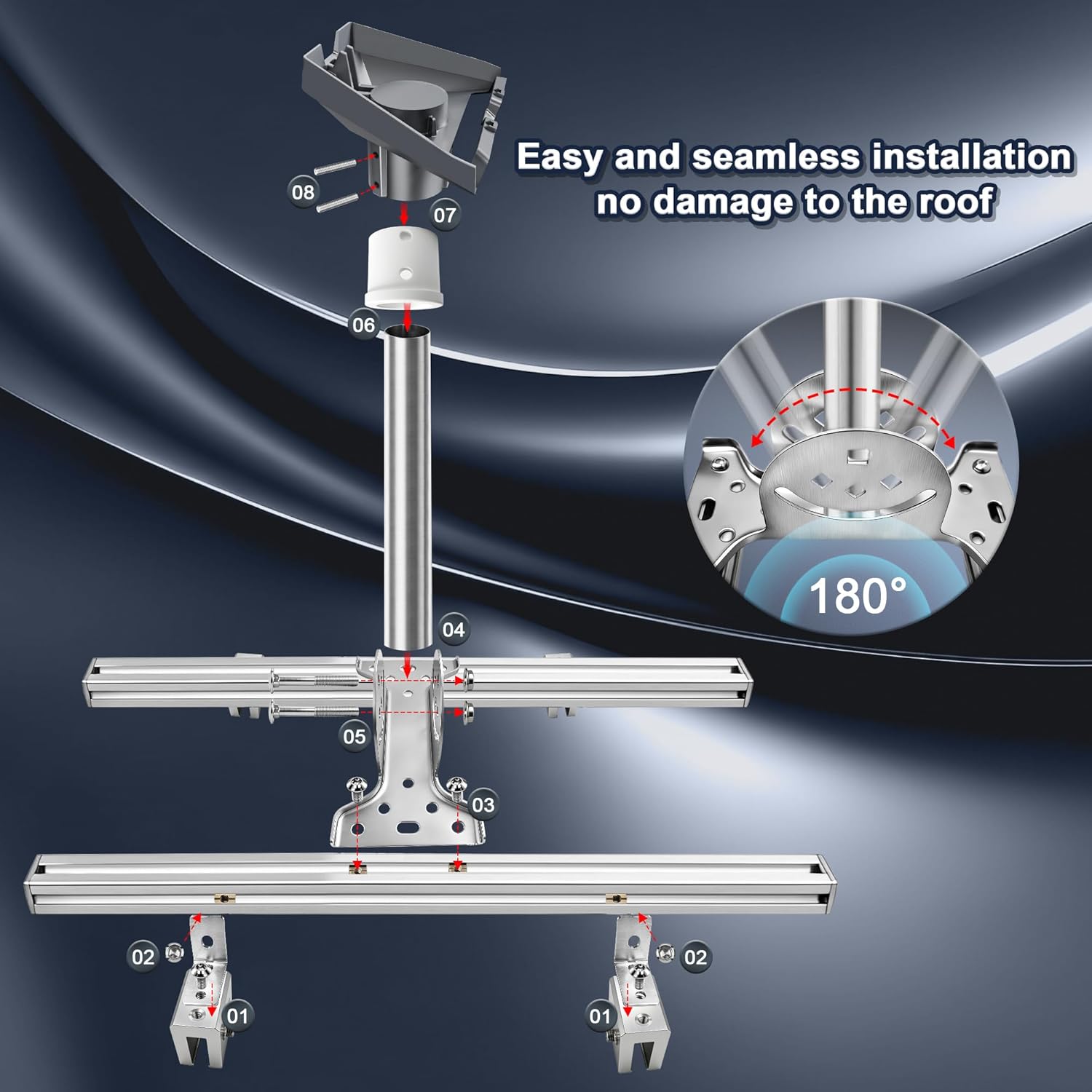 Adjustable for Starlink Gen 3/Mini Mount for Standing Seam Metal Roof with Starlink Pipe Adapter,Strong Load-Bearing Capacity,Alloy,No Drilling Required (for Starlink Gen 3)