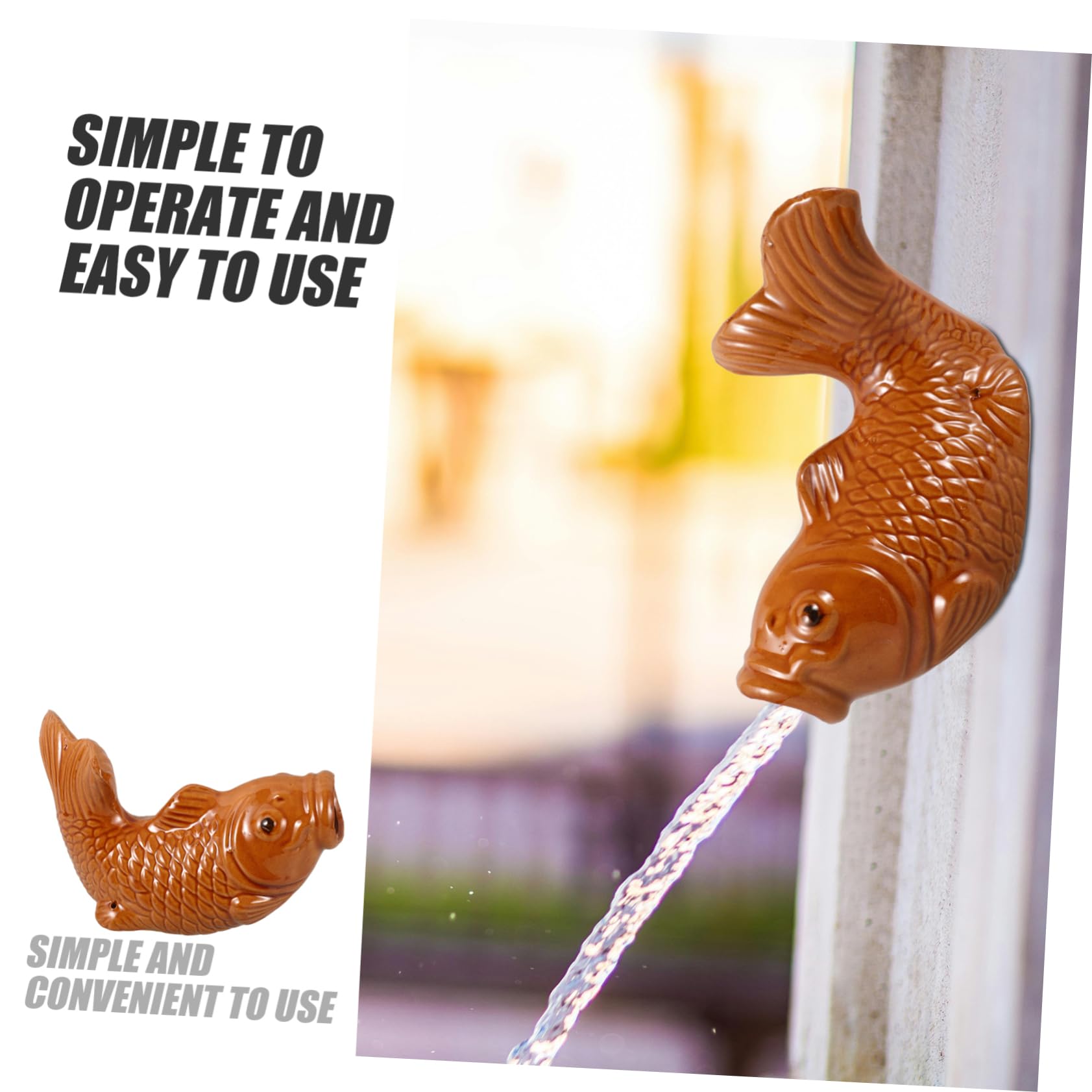 Cabilock Fontana Decorativa Ceramica con Spout Pesce per Giardino e Balcone Accessorio per Circolazione Stile Naturale per Piante e Laghetti