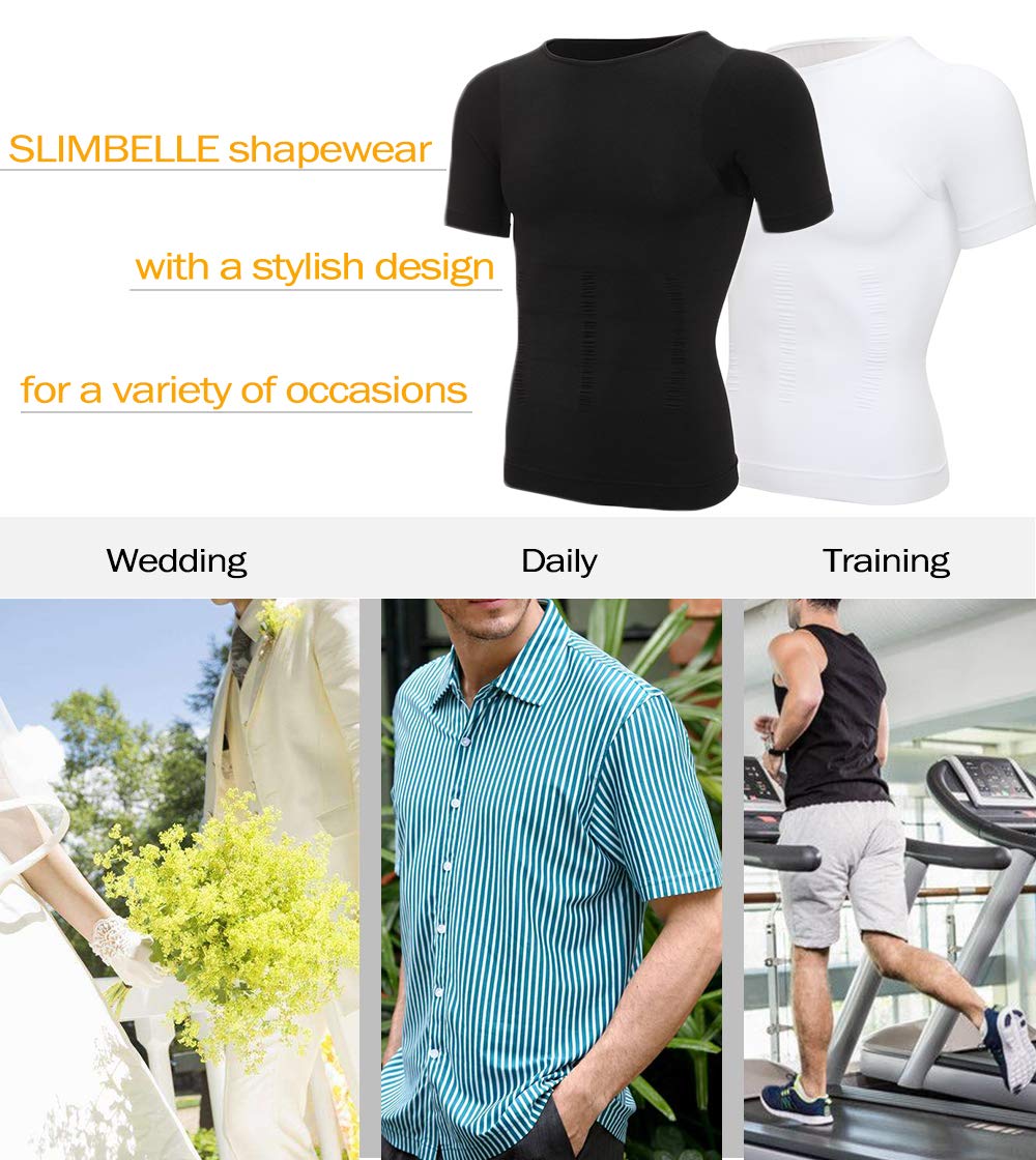 SLIMBELLE® Débardeur Gainant T-Shirt Amincissant pour Hommes Minceur Body Shaper sous-Vêtements - Maillot de Corps Compression pour Perdre du Poids Ventre Plat