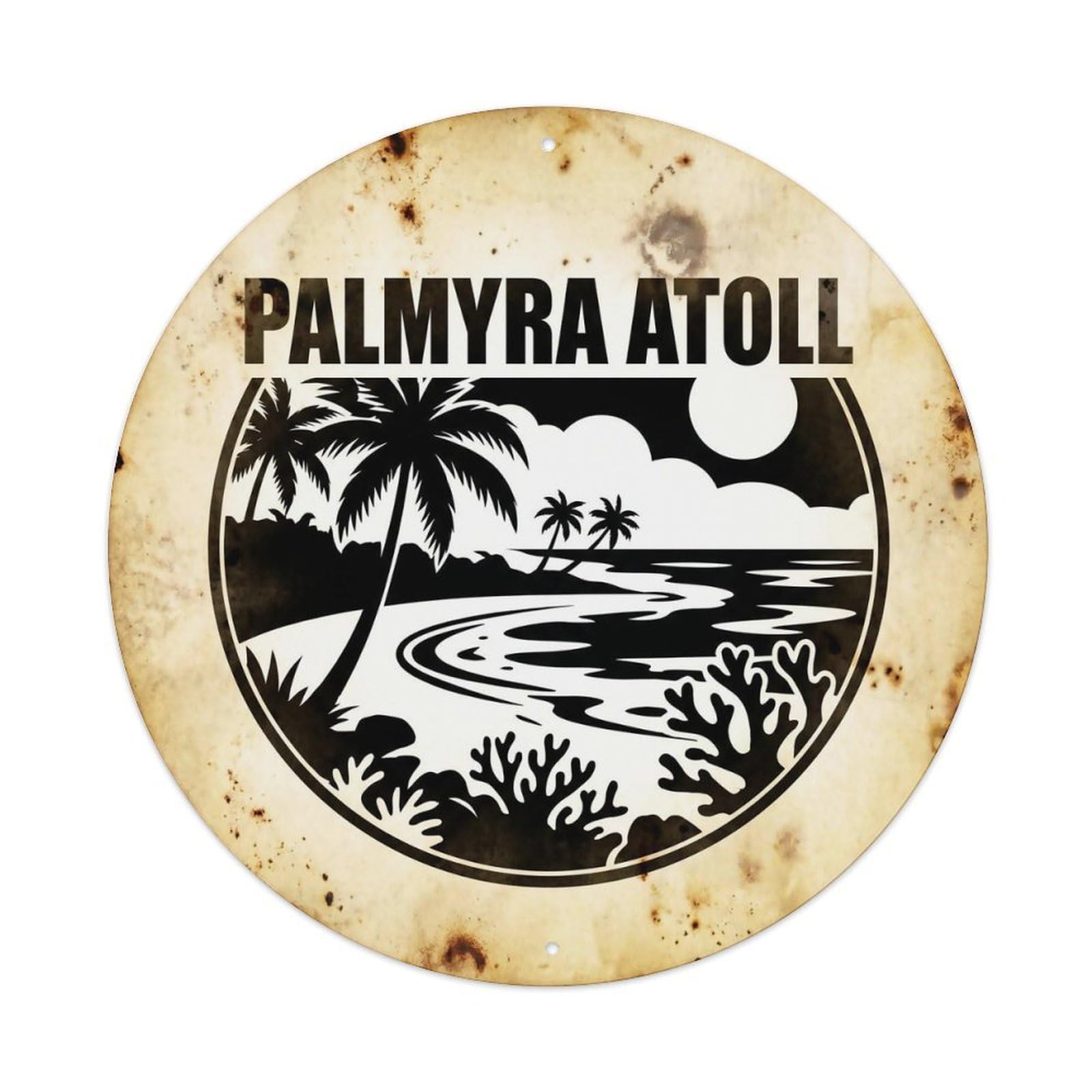 Odgynaw 8X8inch(20X20cm) Palmyra Atoll Beach Island Escape Seaside Scenery Metal Tin Sign