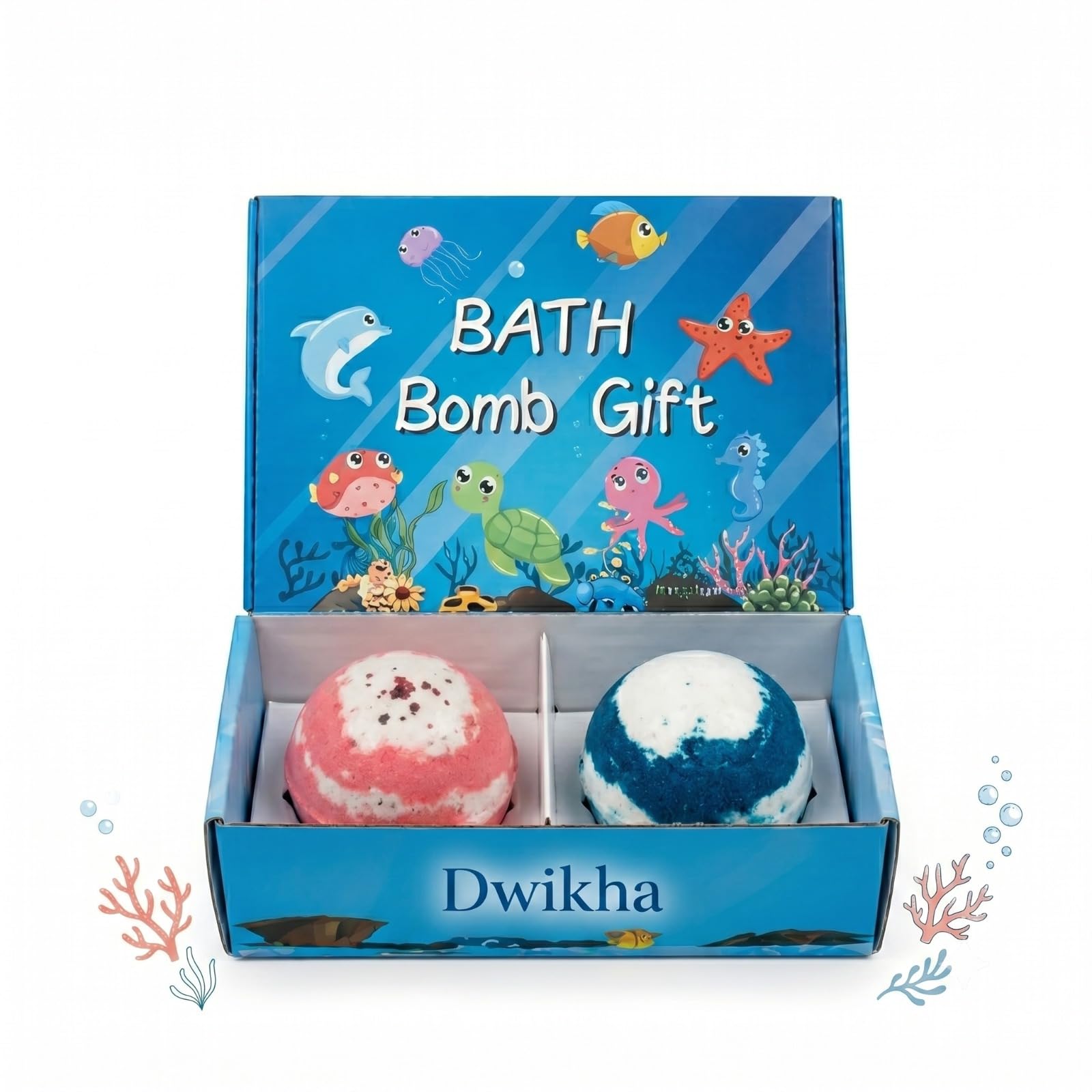 Colorful Bath Bombs Gift Set with Surprise Toy Inside - Ocean Theme Fizzing Balls, Moisturizing Rich Foam & Bubbles for Boys Girls Birthday-image-49