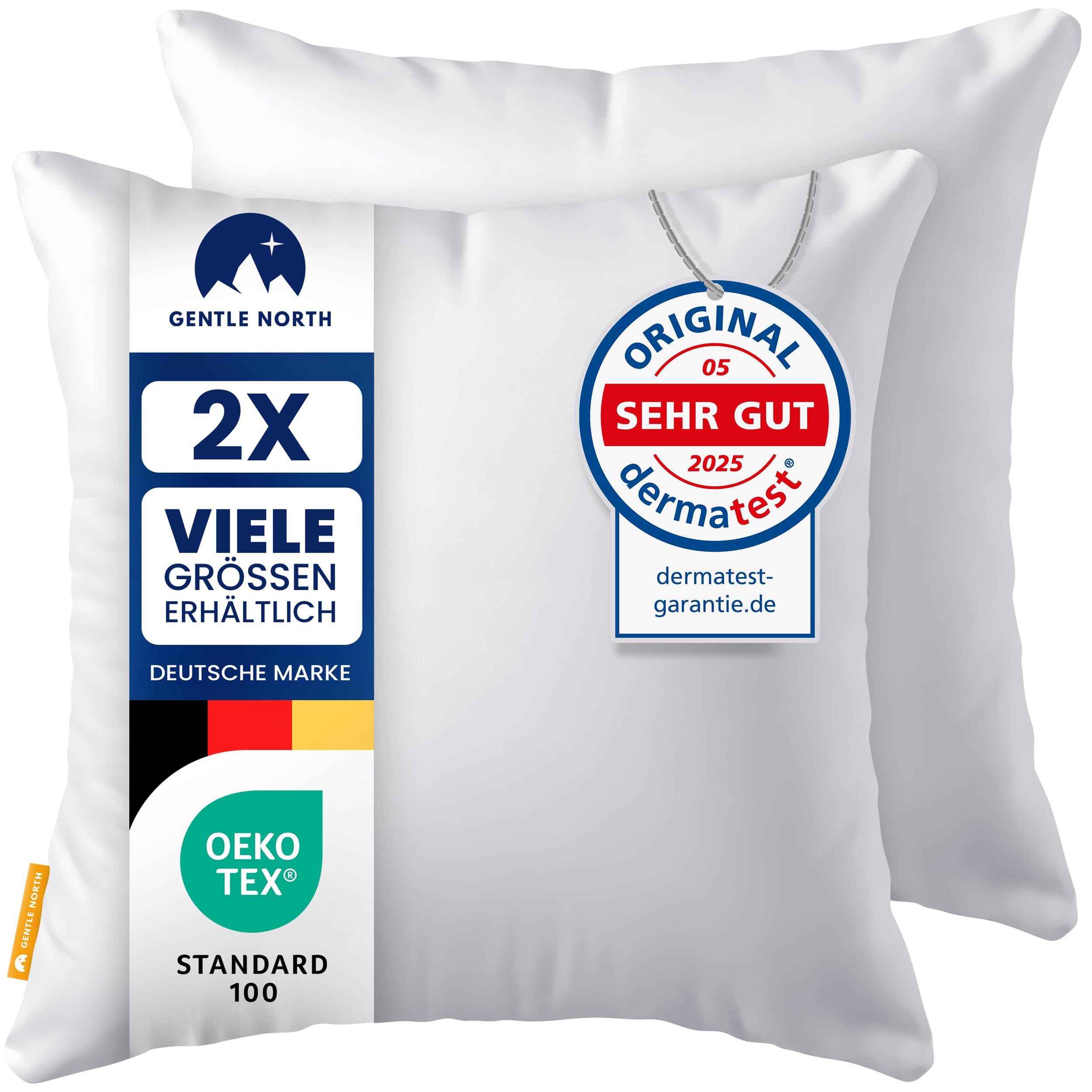 Oreiller 80x80 cm certifie Oko-Tex lavable en machine lot de 2
