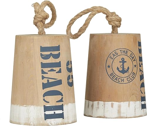 Miniatura 4 de Deco 79 Boya de madera, escultura decorativa, tope de puerta, estatuas de decoración del hogar con detalles de cuerda, juego de 2 figuras