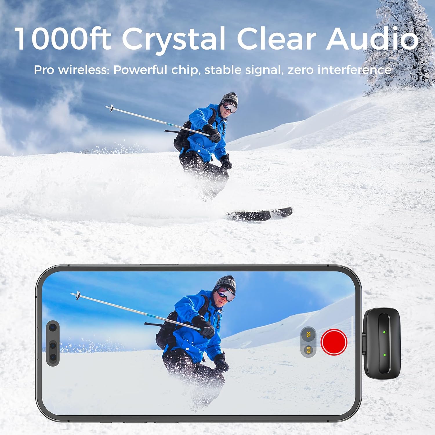 ZealSound Wireless Lavalier Microphone for iPhone, iPad, Android, Camera, PC – Pro 2.4GHz Mic with Noise Reduction, 40H Battery, 1000ft Range, Charging Case & Magnetic Clip – for Video, Podcast, Vlog