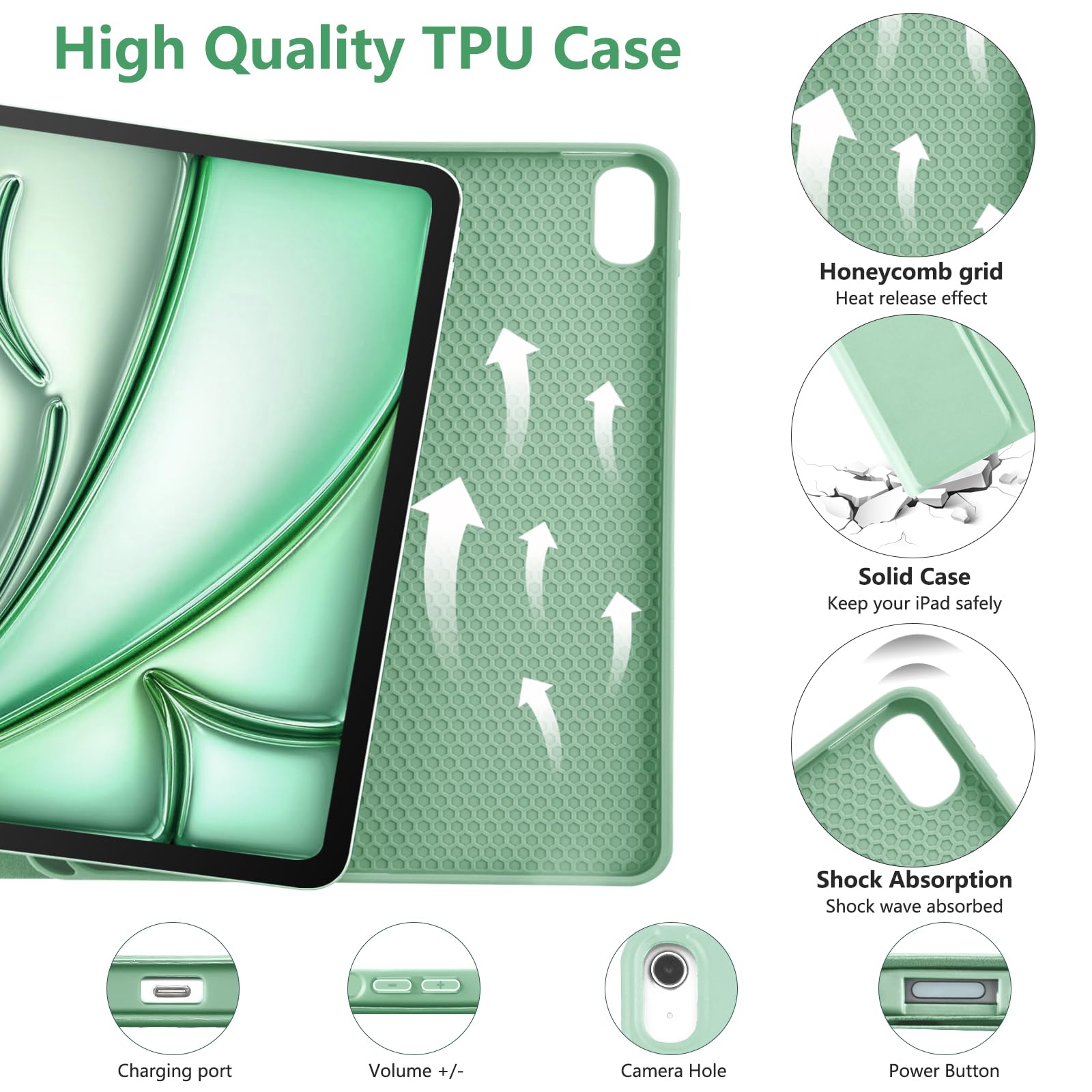 TaIYanG - Funda para iPad Air de 11 pulgadas con teclado 2024, para iPad Air de 5ª generación con teclado, funda desmontable para teclado Bluetooth, funda con soporte para iPad Air de 11 pulgadas,