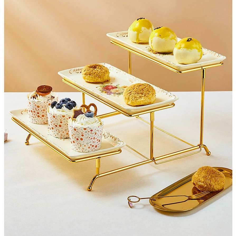 Amazon｜ケーキプレート 四角 花柄 ケーキスタンド ケーキ陳列台