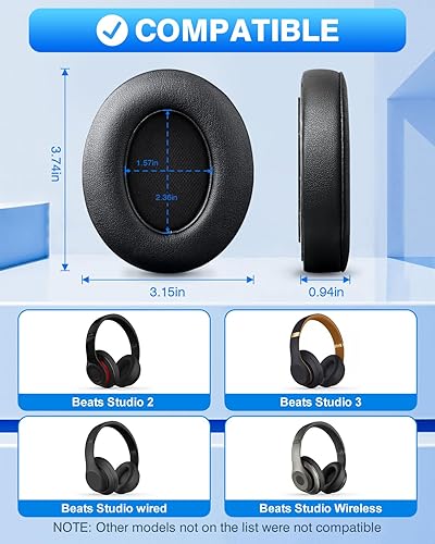 Miniatura 9 de Beats Studio - Almohadillas de repuesto FEYCH 2 piezas de aislamiento de ruido de espuma viscoelástica para auriculares Beats Studio 2.0 con cable