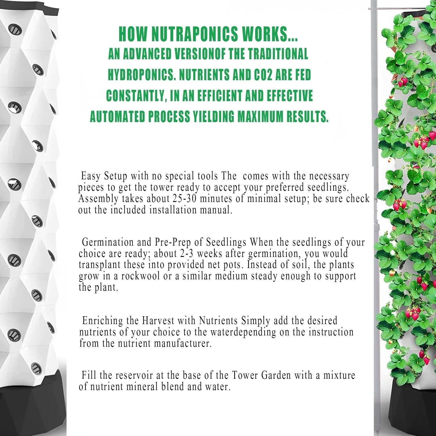 Kits de Cultivo hidropónico Sistema de Cultivo hidropónico Vertical para Interiores ｜Kit de Sistema de Cultivo hidropónico en Torre Multicapa para Cultivar Hierbas, Frutas, Verduras, Kit de