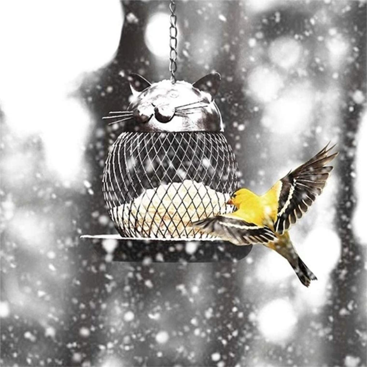 Vogel Futterhaus Langlebiger, Hängender Wildvogel-Feeder In Vintage-Katzenform Für Vogelfutterspender Im Freien, Gartendekoration Garten Deko