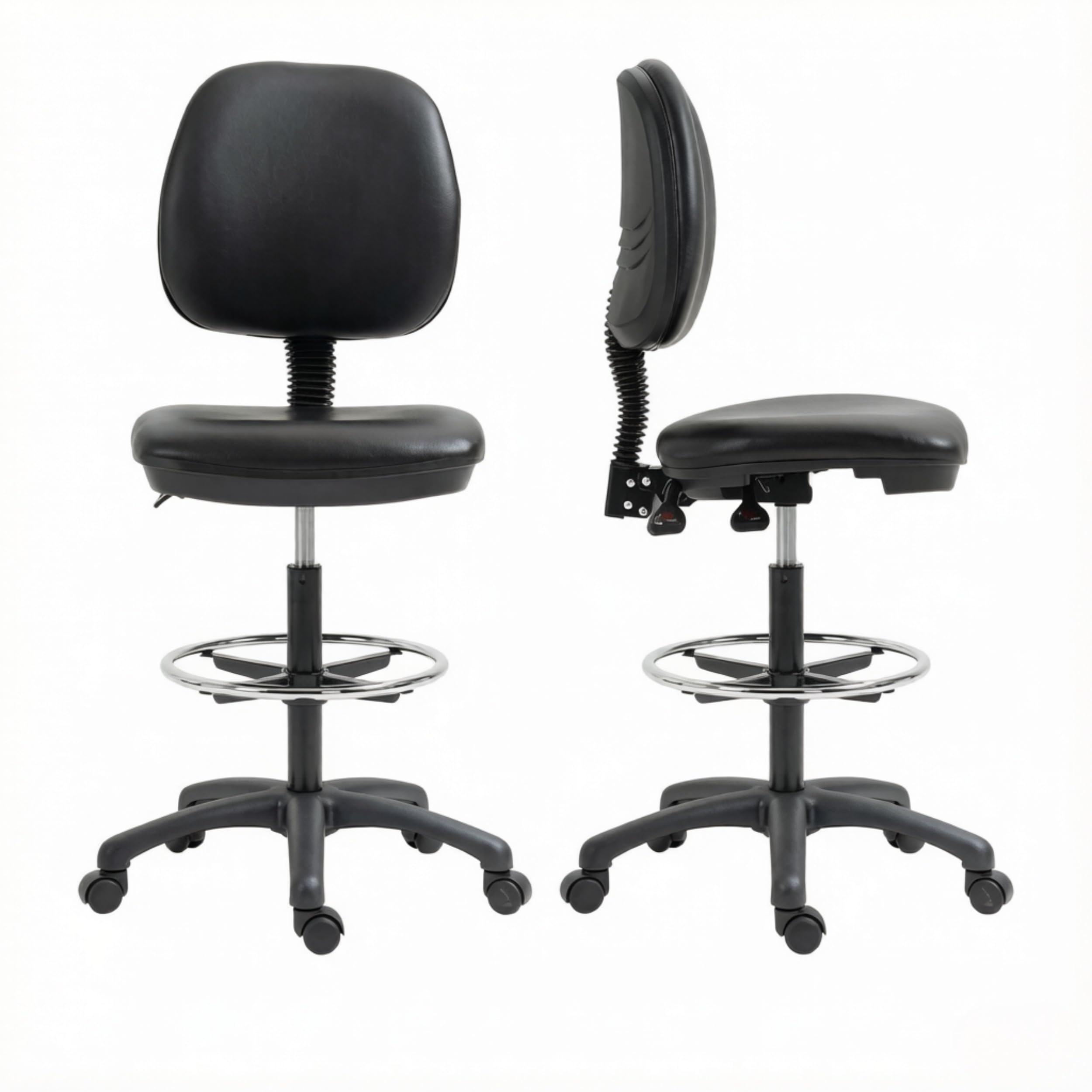 Sedia da ufficio nera regolabile in altezza con schienale ergonomico