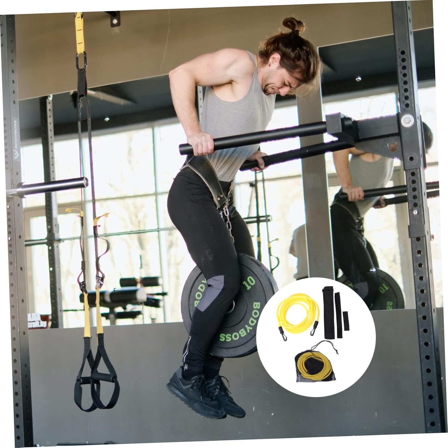 2pcs Set Play Set Swimming Resistance Belt Swimming Resistance Belt Set Swim Training Band Swim Elastic Exerciser Belt with One Waist Strapk One One Mesh Bag Swim Trainer Suit One