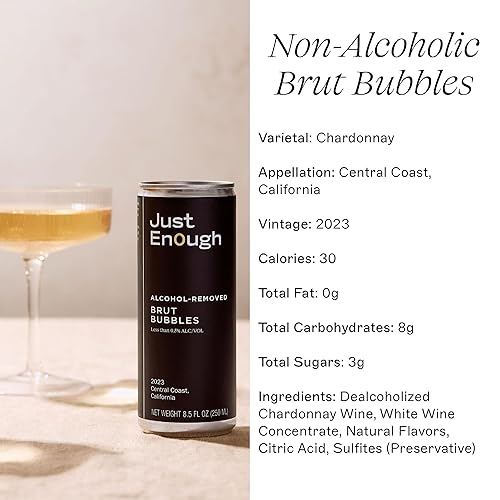 Miniatura 4 de Just Enough Wines The NA Set  Paquete variado de vino sin alcohol, 6 latas (Brut Bubbles y Pinot Noir)  Central Coast California, bajo en calorías,