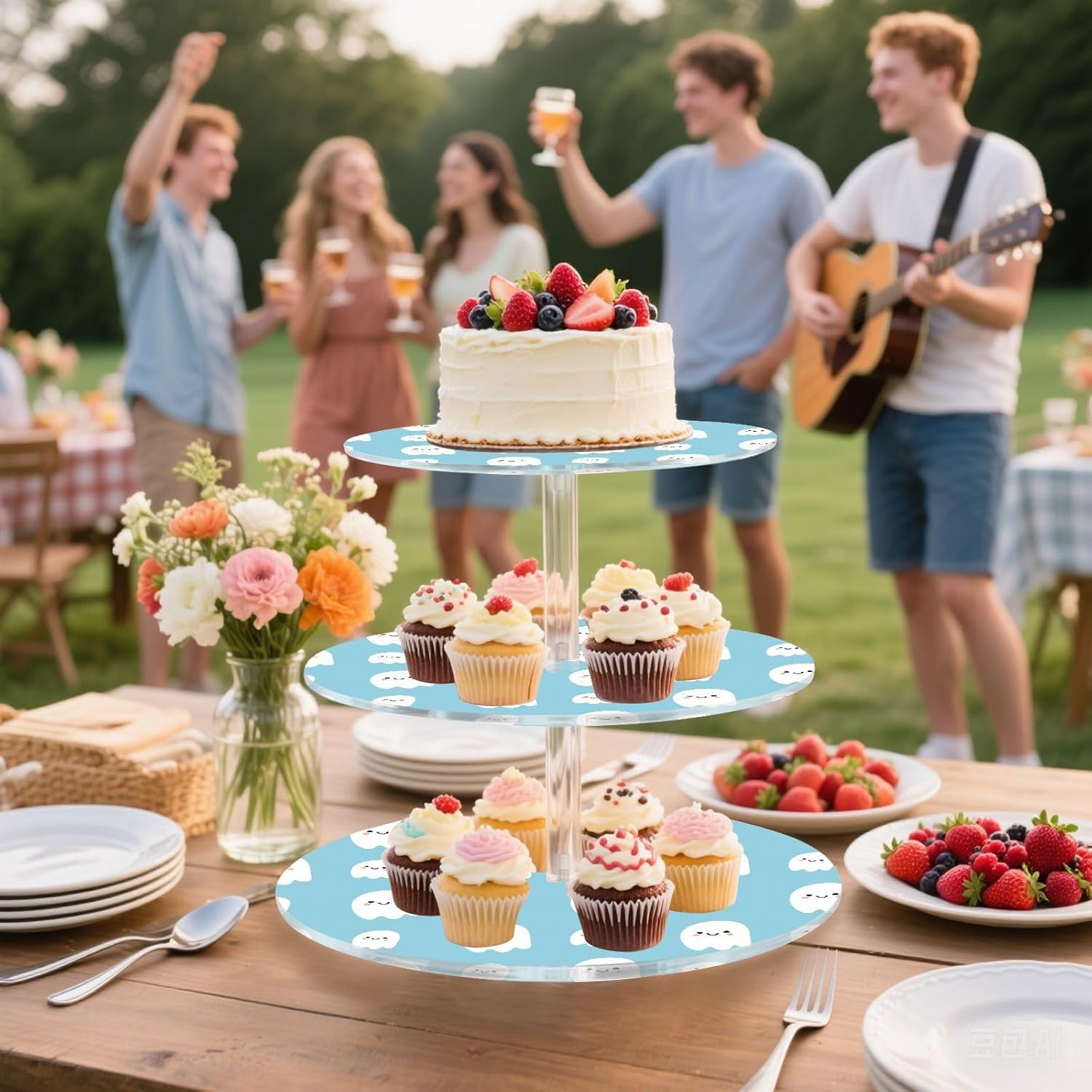 Ghost Halloween 3 Tier Acrylic Cupcake Stand, Cupcake Stand for 34 Cupcakes for Weddings,Christmas,Holidays,Parties,Birthday,Printed Cupcake Tower 23301077