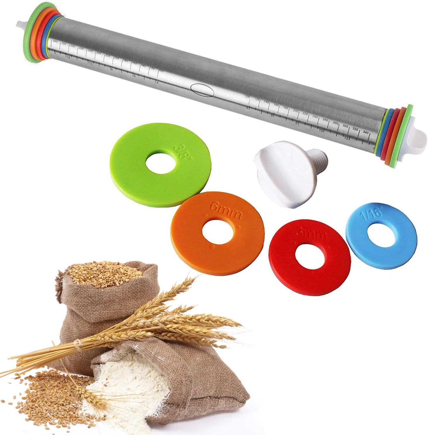 Large Fondant Dough Pastry Silicone Rolling Work Mat Guide Rings with 9inch/23cm Non