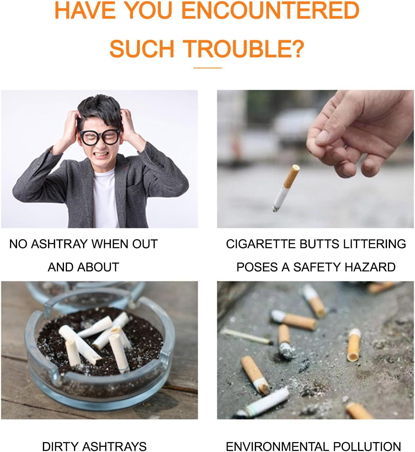 Ash Tray Outdoors, Stainless Steel Heavy Duty Ash Cans, Commercial Metal Ashtrays for Disposal of Cigarette Butts Can be Used Outside in Gardens, Terraces, Hotels, Restaurants(Black gold)