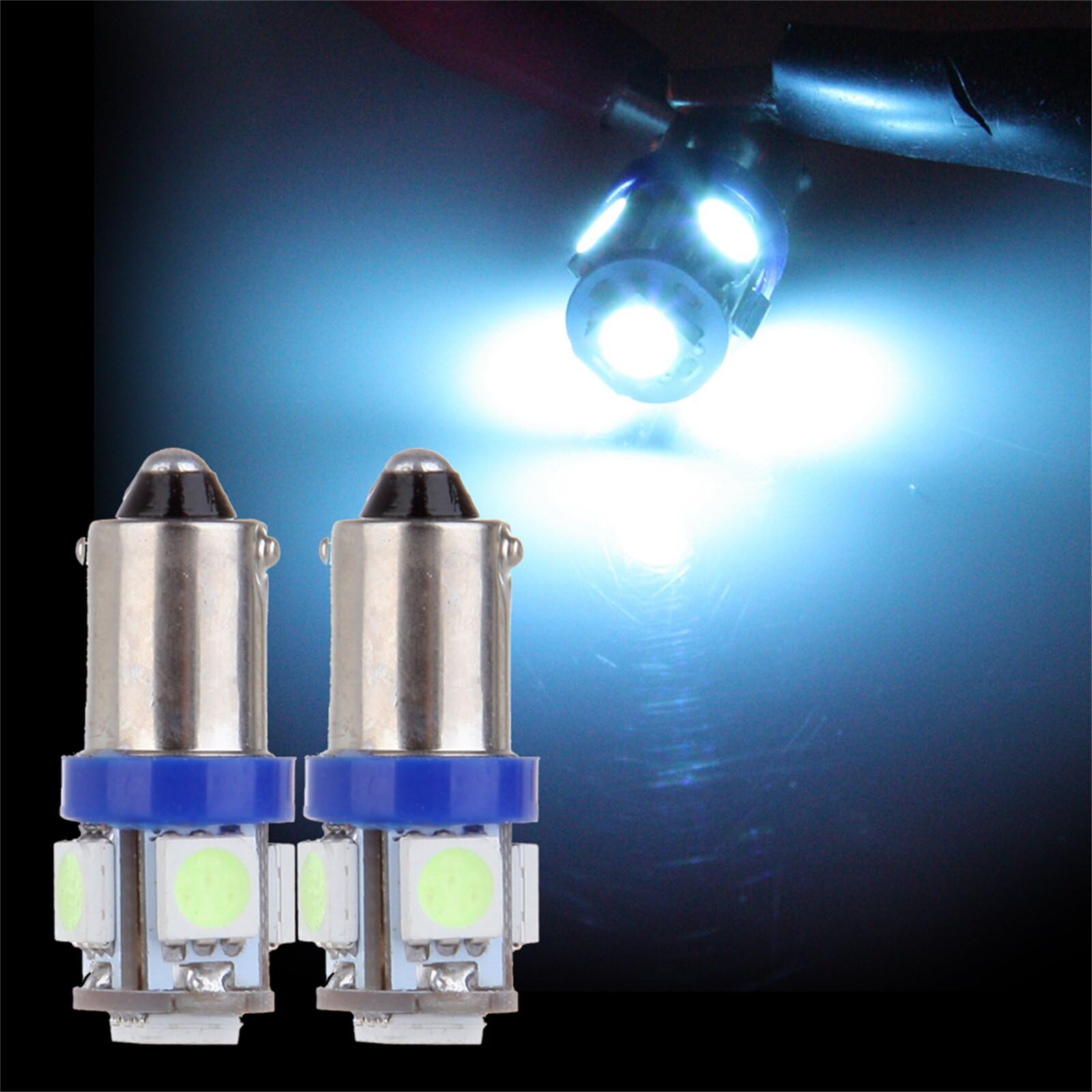 ECCPP 2x Instrument Cluster Dash Panel Lights ba9s-5-5050-smd-Ice Blue 1815, 1816, 182, 1889, 1891, 1892, 1893, 1895, 1895A, 1445, 17053, 53, 53X, 57, 216, 293, 363, 3886X, 3893, 6253, 64111, 64113