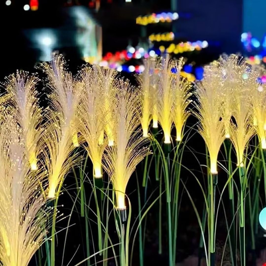 GUANSHAN 2 PCS Outdoor Solar Lights,Solar Fiber Optic Reed Light,Led Landscape Lamp,Outdoor Simulation Flower Landscape Courtyard Decoration Light for Garden,Walkway, Patio