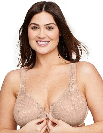 Glamorise Women's Plus Size Wonderwire Lace Front-Closure Underwire #9245