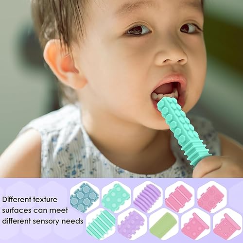 Miniatura 2 de ERKOON Paquete de 5 juguetes sensoriales para masticar para niños autistas, tubos masticables de silicona para autismo, TDAH, SPD, masticables con
