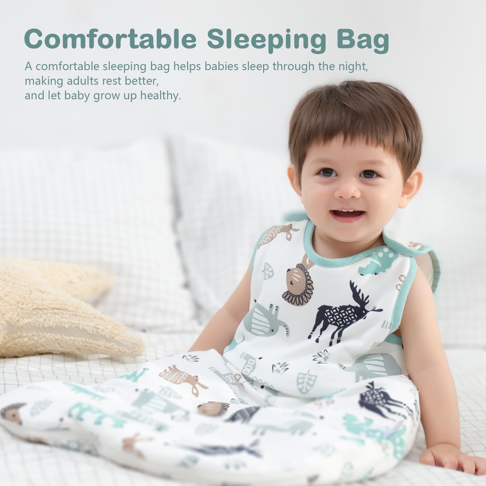 Mosebears Sacco nanna invernale per bambini, 2,5 Tog, 100% cotone, diverse dimensioni, dalla nascita fino a 18 mesi, adatto per tutto l'anno