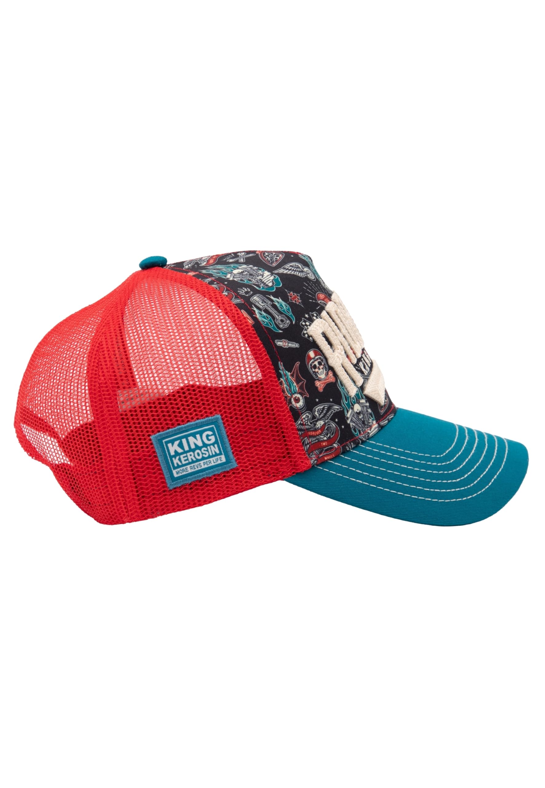 King Kerosin Ride Hard Trucker Cap Basecap Baseballcap Curved Brim Truckercap Meshcap Herren - Snapback, mit Schirm, Schirm Frühling-Sommer