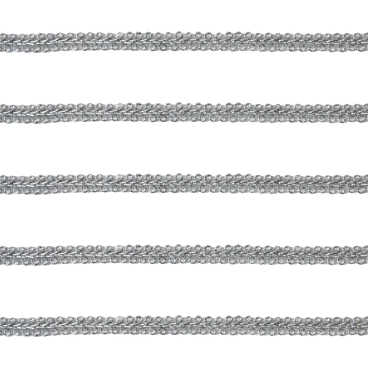 Tibaoffy Long 22 Yard Wide 8mm/0.31nch Centipede Ribbon Trim Lace Gimp Braid Decorated Lace for DIY Craft Sewing Fabric, Crafts and Sewing（Silvery）