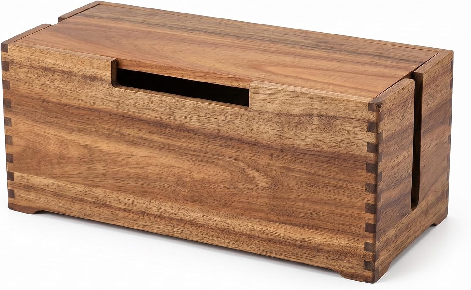 Donfri Large Acacia Wood Cable Management Box for Cord Organizer, Magnetic Lid Cord Hider Box for Fat Bricks