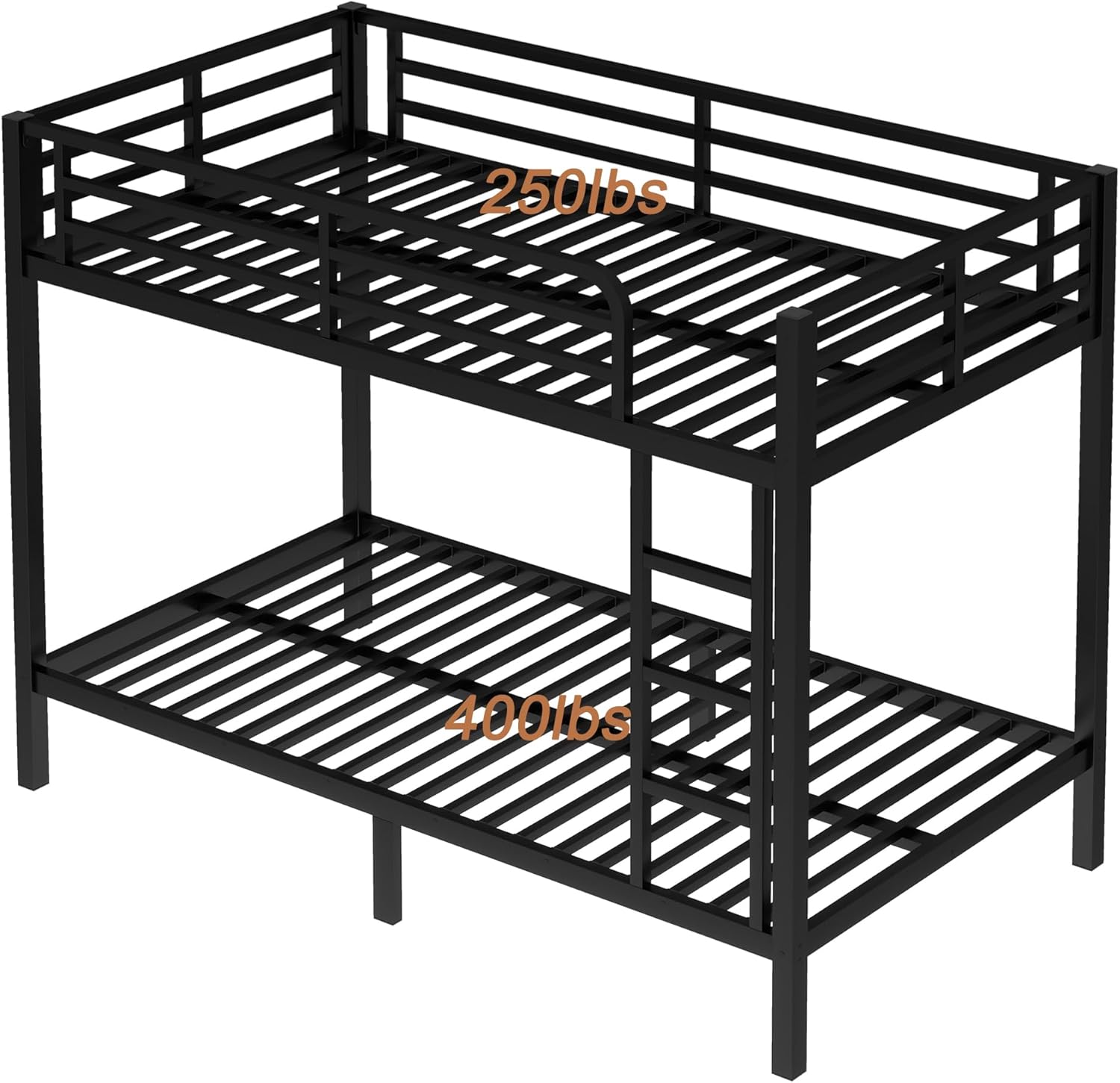 Bellemave Twin XL Bunk Bed for Teens and Adults, Twin XL Over Twin XL Bunk Beds with Safety Guardrails Metal XL Twin Bunk Beds with Noise-Reducing Rubber Stoppers & Build in Ladder, Black