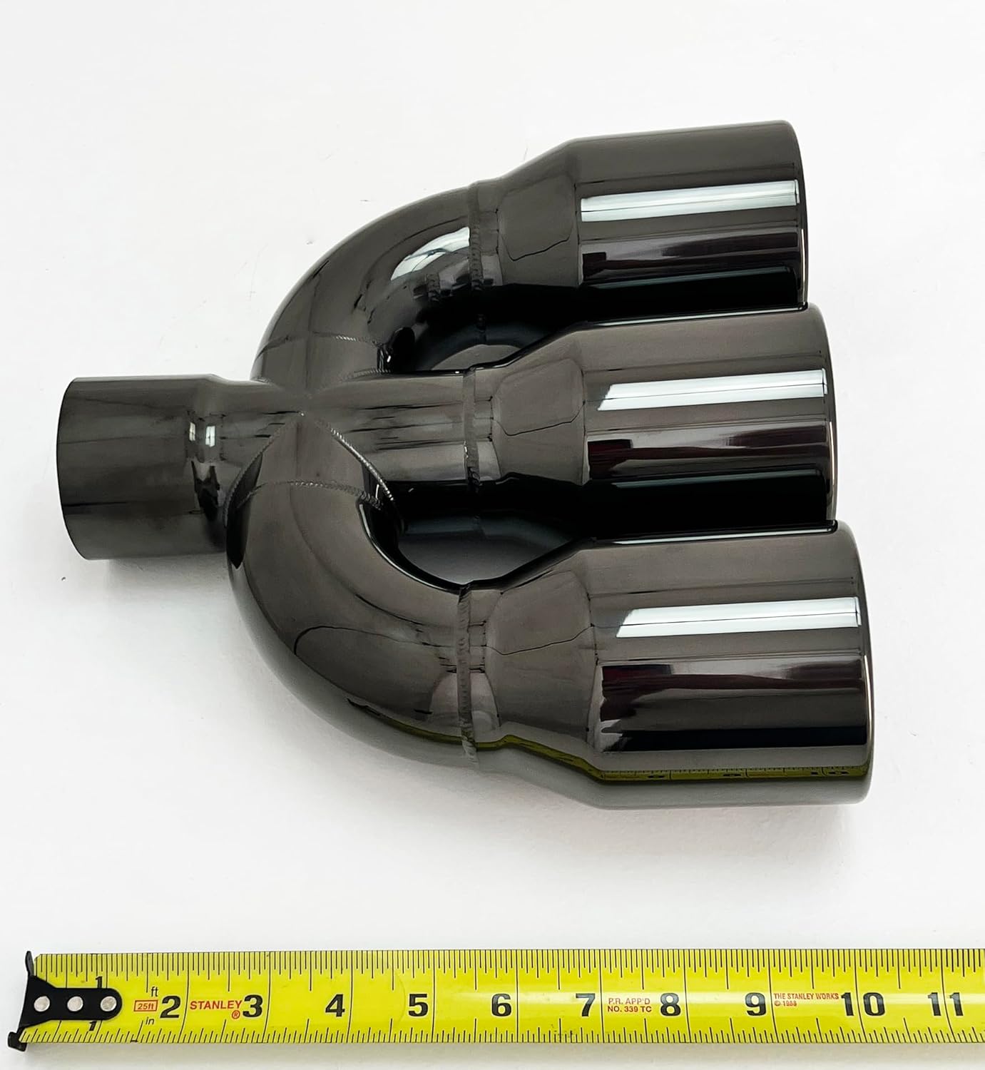 Exhaust Tip Center 2.50 inlet 3.50 Triple 10.25 Long WCTP3501025-250-BC-SS Rolled Flat Black Chrome 304 Stainless Steel Wesdon Exhaust Tip