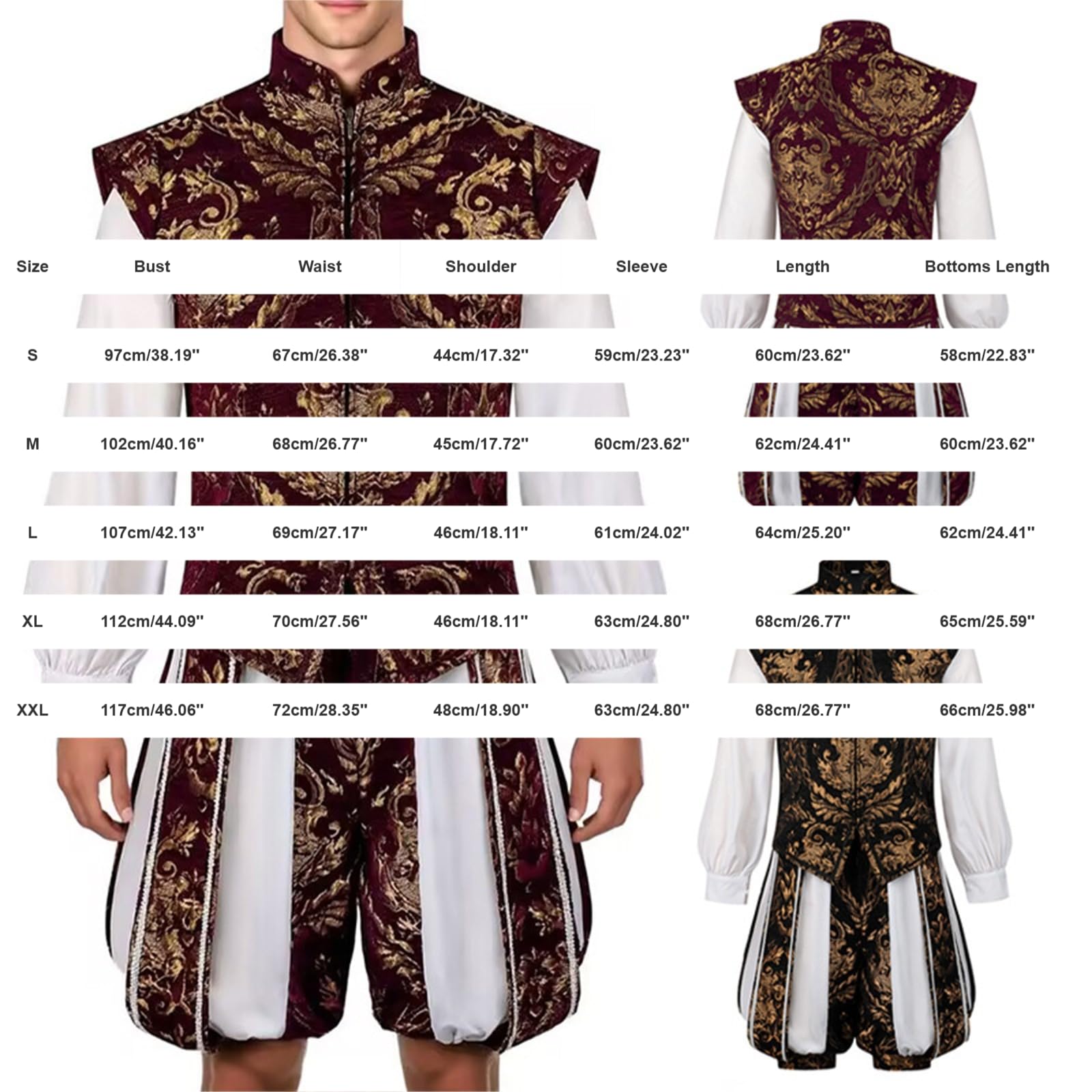 Herren Trainingsanzüge Halloween Kostüm Renaissance Tudor Kostüm 2 Stück