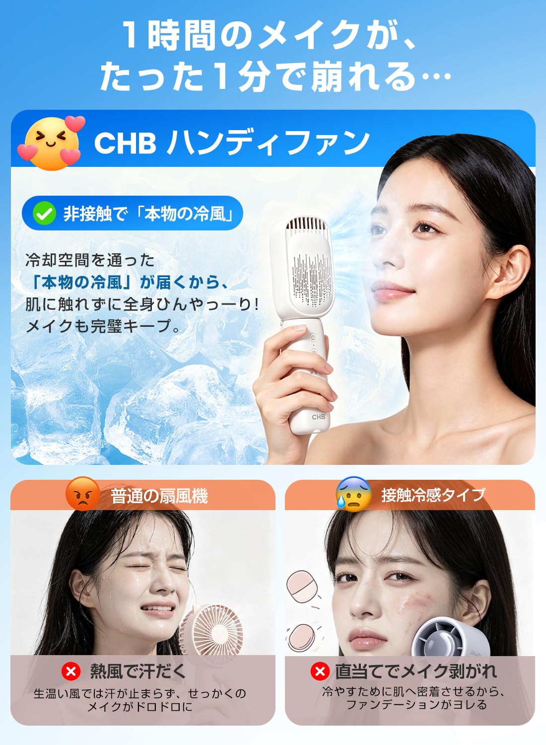 Amazon | CHB ハンディエアコン -5℃体感 瞬間冷風ハンディファン 送風