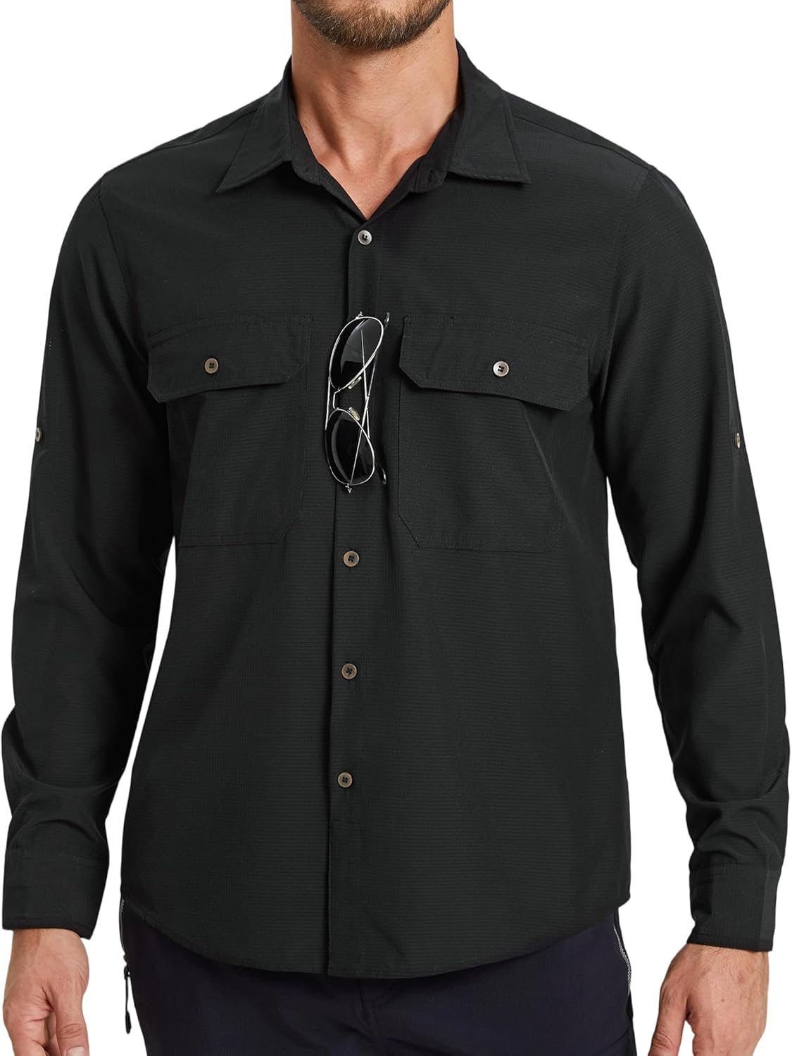 Mens 571 Performance Fishing Shirts Long Sleeve UPF 50+ Sun Protection Quick Dry Cooling Hiking Travel Button Down Shirt