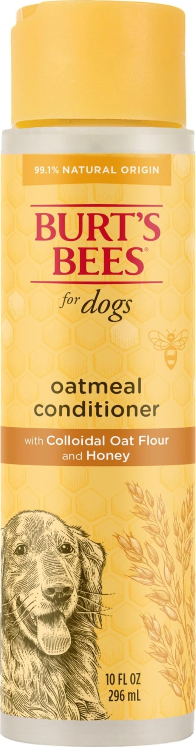 Burts Bees for Pets Oatmeal Dog Conditioner, Fragrance-Free, 10 Fl Oz | Colloidal oat flour and honey moisturize and soften dry coats, pH-balanced, 95% natural origin