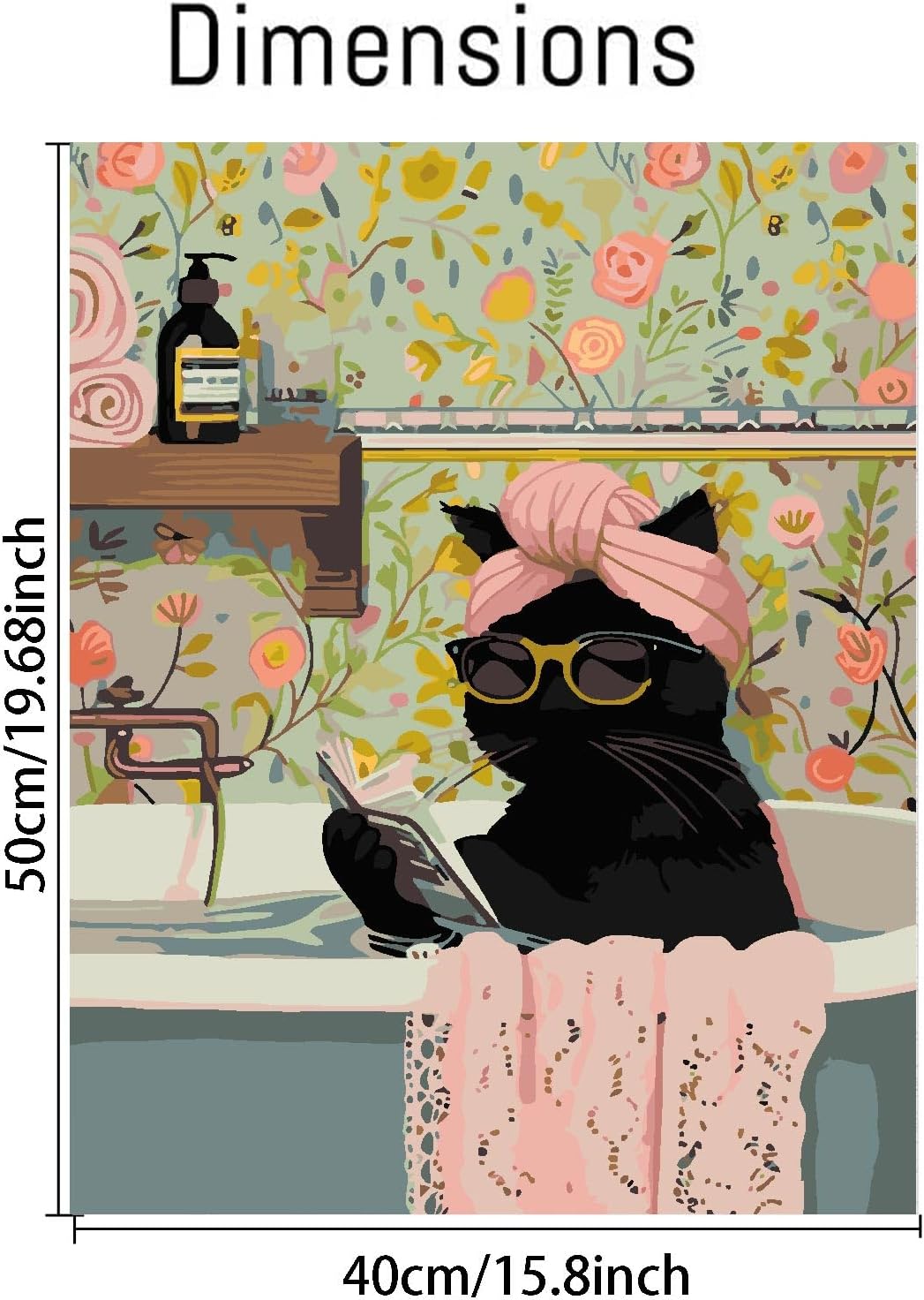 Canrichshop Black Cat Adult Paint by Number,Funny Bathing Cat Adults' Paint-by-Number Kits,DIY Acrylic Paint Kit for Adults Beginners Unframed,Easy Paint by Numbers Canvas for Decor 16x20inch