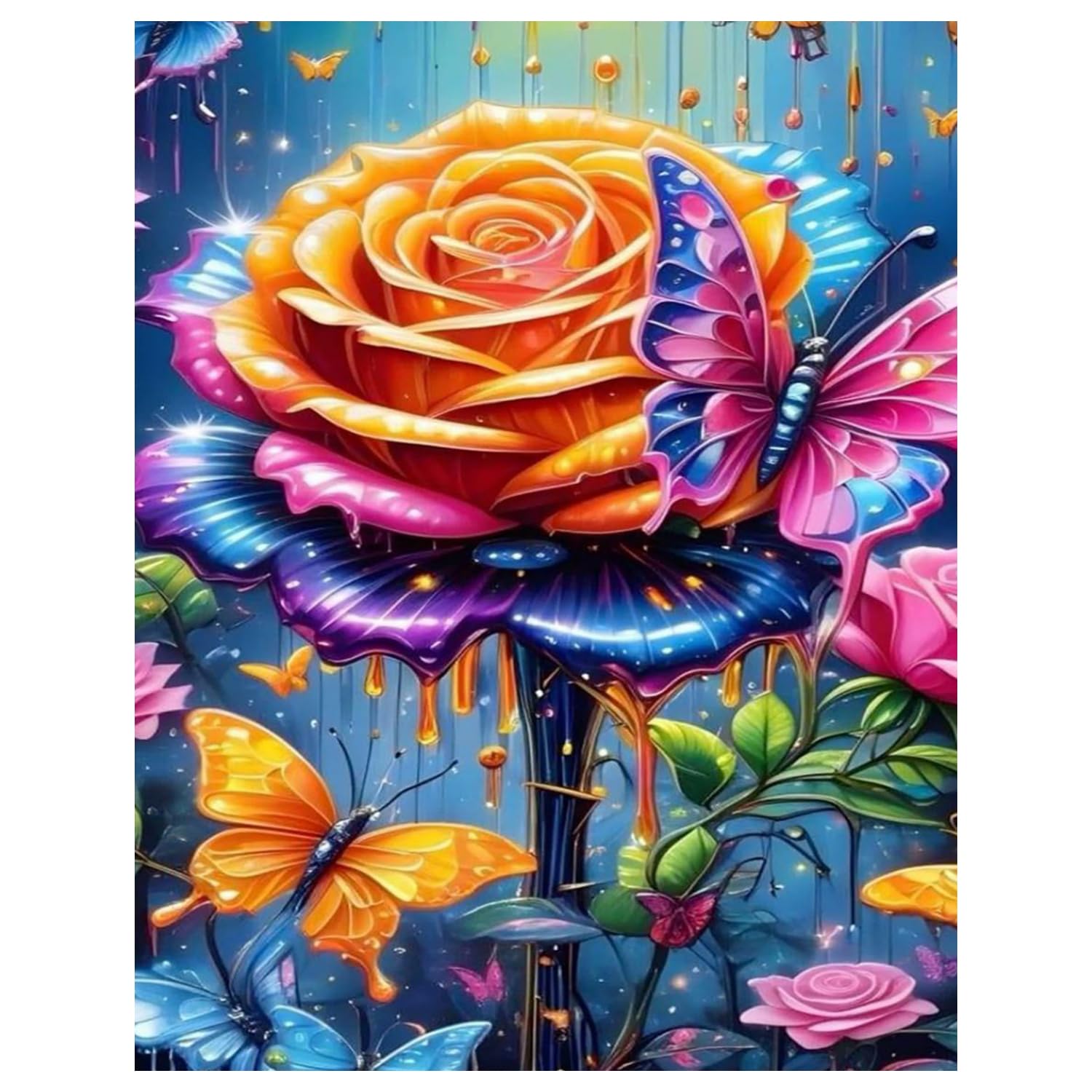 Mandun Art Rose Diamond Painting Erwachsene Bunte Rosen Diamant Painting Bilder Full DIY Diamant Kunst Malerei Stickerei Set Home Wand Dekor Geschenk 30x40cm