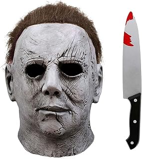 Michael Myers Mask with Knife, Halloween Mask Michael Myers Adult Mask, Latex Scary Face Masks For Costume Party