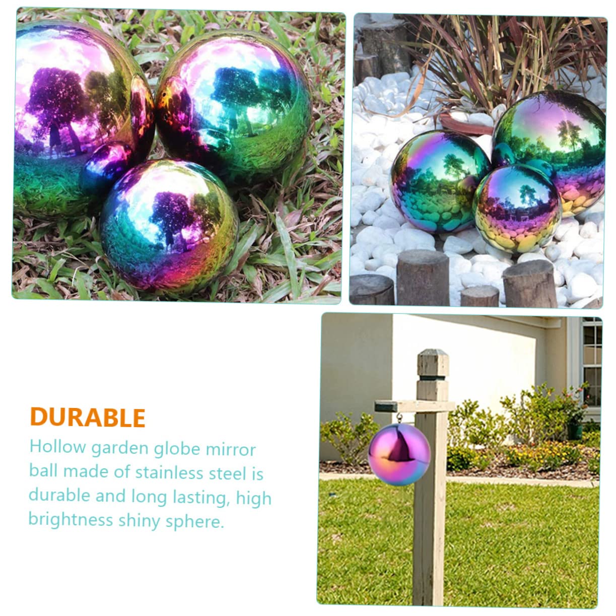 BESPORTBLE Stainless Steel Ball Garden Mirror Sphere Mirror Polished Balls Outdoor Decor