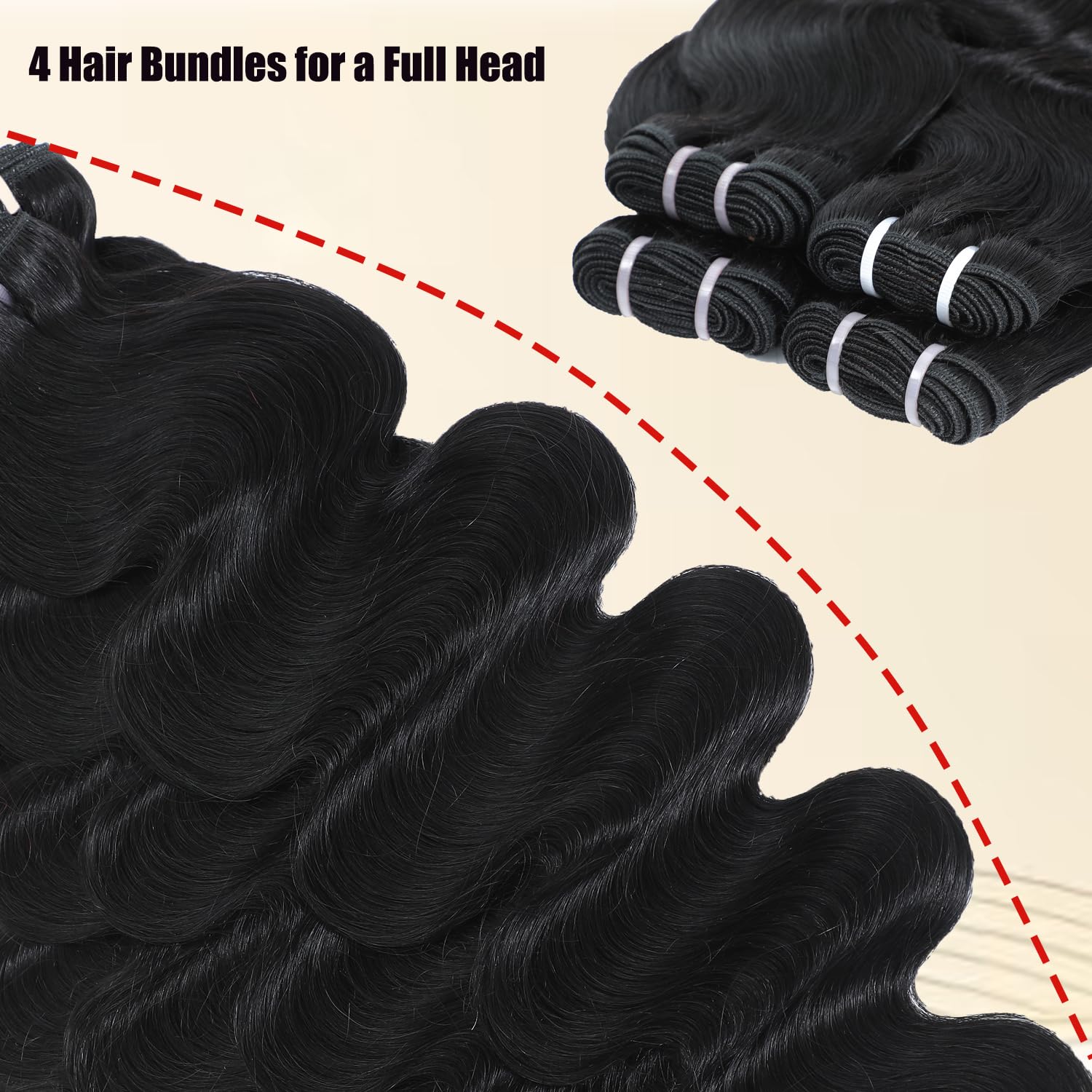12A Human Hair Bundles Body Wave Thick 4 Bundles 100% Unprocessed Virgin Human Hair Quick Weave Bundle Real Human Hair Extensions Natural Black for Women (20 22 24 26 Inch)
