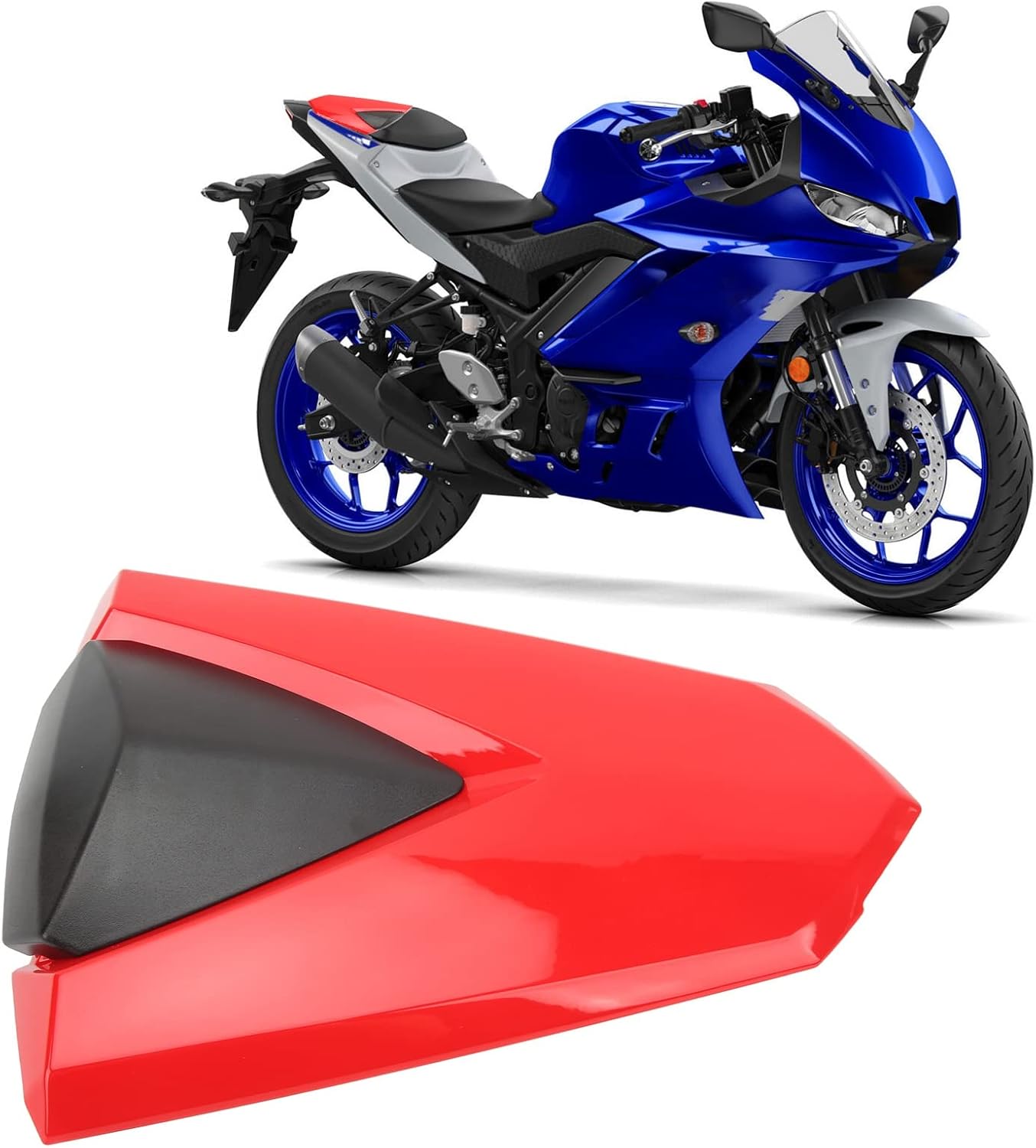 Motorbike Tail Rear Seat Cover Cowl Durable High Strength ABS Material for YZF R25 R3 MT-25 MT-03 2013-2022 Comfortable Ride Back Support (Red)