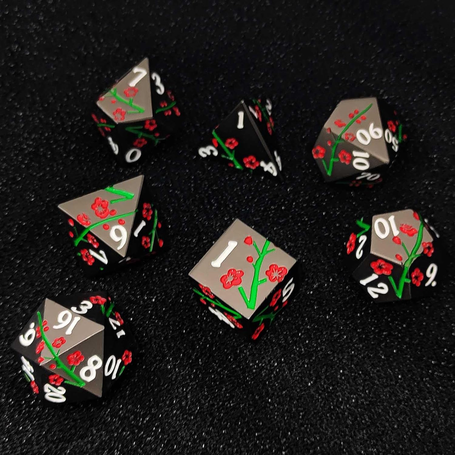 Metal DND Dice Set: Cool Role Playing D&D Dice - Dungeons and Dragons Dice with Gift Box - 7 PCS D and D D20 D12 D10 D8 D6 D4 Polyhedral Dice for TRPG MTG (Black Nickel Red)