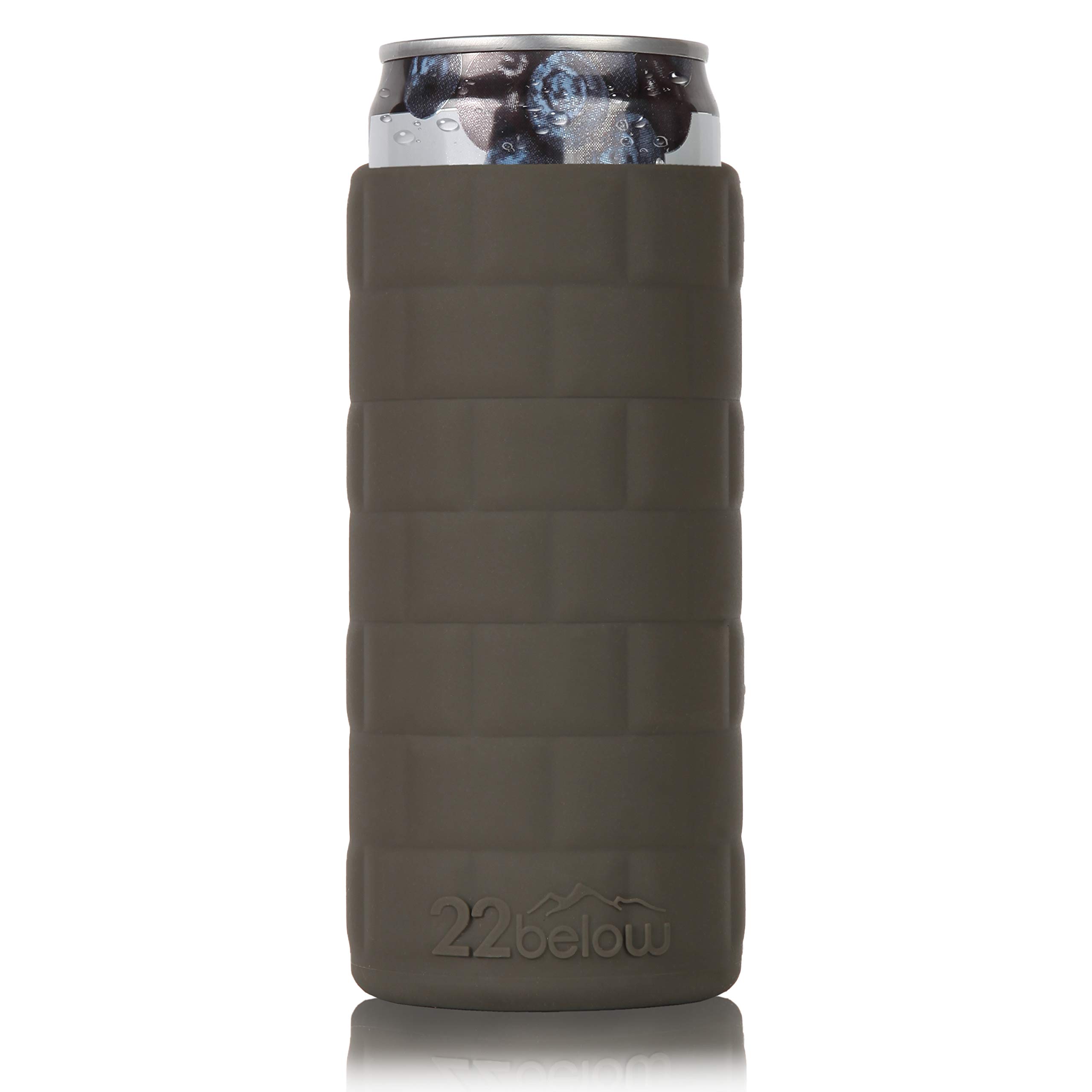 Slim Can Flexible Soft Touch Silicone Insulated Can Cooler - Single (Olive Green)