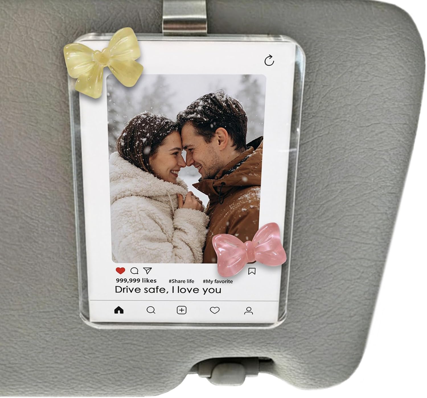 Personalized Car Visor Clip for Couples, Drive Safe Gift for Boyfriend, Car Photo Clip for Husband, Romantic Gift from Girlfriend Wife, Anniversary Birthday Valentines Day Gift for Him